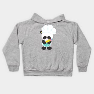 Cooking Panda, Baking Panda, Apron, Rolling Pin Kids Hoodie